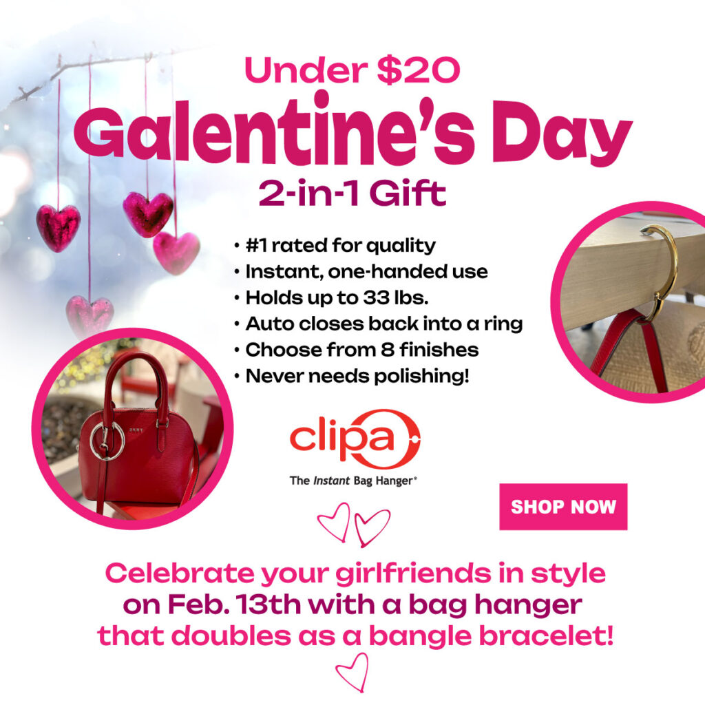 Clipa bag hanger Galentine ad for instagram